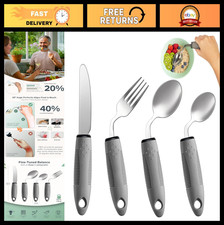 4-Piece Adaptive Utensils Set - 42  Angled Parkinsons Utensils, 2.5 oz Weighted
