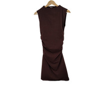 Quince Women Stretch Cotton Jersey Mock Neck Mini Dress Espresso S