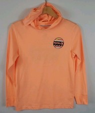 Hurley Girls M 10-12 Long Sleeved Sun Shirt Soft Hooded Orange