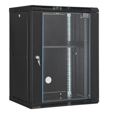 15U Wall Mount Server Rack Cabinet Black 4572mm Home Office Network Storage