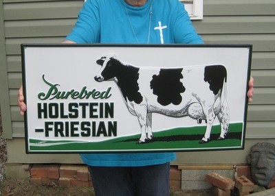 Purebred Holstein - Friesian Dairy Cow Metal Farm Feed & Seed Advertising Sign