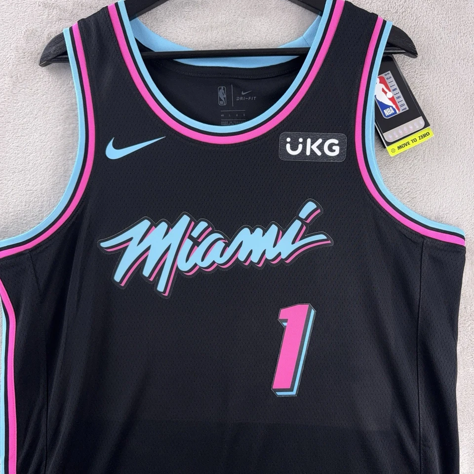 Nike Miami Heat Vice Wave Jersey Mens Size Large Black Pink Blue NBA Dri-Fit #1 - Image 3 of 4