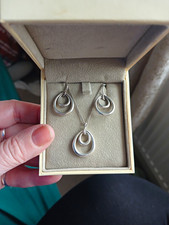 Dinny Hall Signed 925 Sterling Silver Jewellery Set Necklace Pendant & Earrings