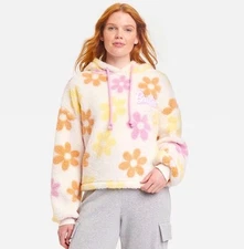 Barbie Grayson Threads Women’s Jacket M Fleece Sherpa Floral Cozy Hoodie Winter