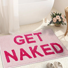 Get Naked Bath Mat Bathroom Rugs 16" X 24" Non Slip Bath Rugs Soft Pink