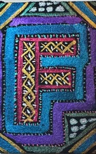 ACEO original watercolor/ink on paper handmade OOAK abstract letter F initial