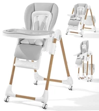 Foldable High Chairs for Babies and Toddlers, 3-in-1 Convertible Baby High Ch...