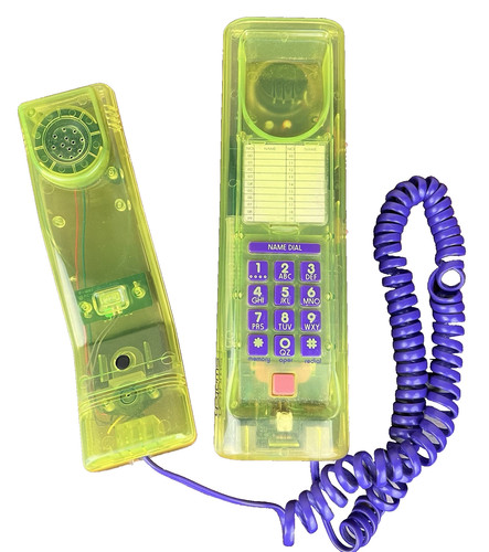 VTG 80's 90's Swatch Twin Phone Deluxe Model See Through Neon Yellow UNTESTED