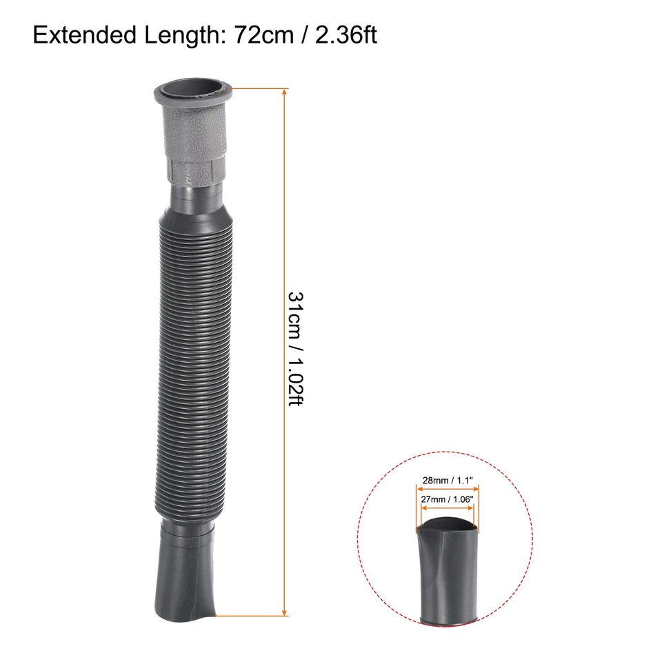 Plastica Drenaggio Tubo Espandibile Lavello Tubo Flessibile, Grigio - Immagine 2 di 4