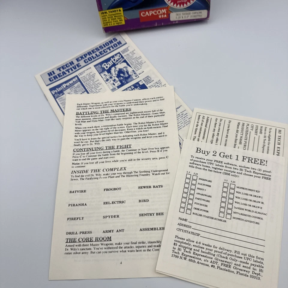 Vintage 1990 Mega Man IBM Tandy PC Capcom Hi-Tech Expressions Box 3.5” - Image 4 of 4