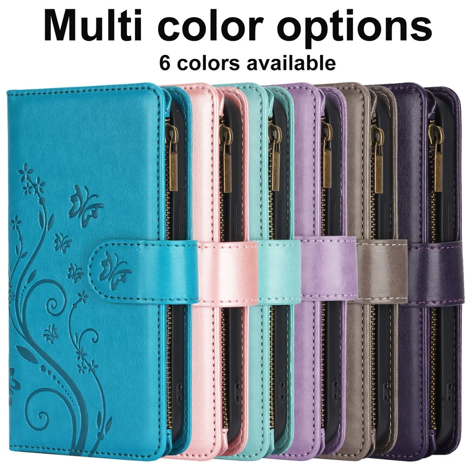 For Samsung Galaxy S24 Ultra S25 S22 S21 S20 FE Leather Zipper Wallet Phone Case - Image 2 of 4