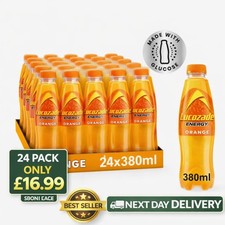 ( 24×380ML ) Lucozade Energy Orange Flavoured 380ml Sparkling Drink - NEXT DAY 