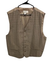 Murano Mens Adjustable Back Strap Plaid Button-Front Vest Size XL Preppy Classic