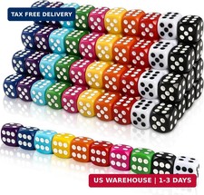 DIYDEC 100pcs 16mm Game Bulk Dice 10 Colors Acrylic 6 Sided Dice Set for Classro