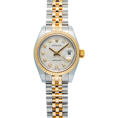 Rolex Datejust 179173 18k Two Tone Jubilee Silver Diamond Dial Women Watch 26mm