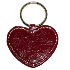 Heart Keychain Key Ring Purse Fob Love Charm Dark Red Texture Faux Leather x