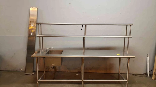 Advance Tabco 8' Stainless Steel Workstation TSS-308 Cafeteria Prep Table & Sink