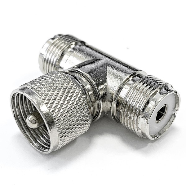 1X T-Adapter Uhf-T-StüCk Connector 1 Uhf Pl-Stecker Auf 2 Uhf Kupplung Pl-Buchse-image