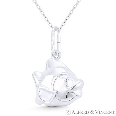 Midas Buntbarsch Fisch Sealife Charm 0,925 Sterlingsilber hohl 3D 30x21mm Anhänger