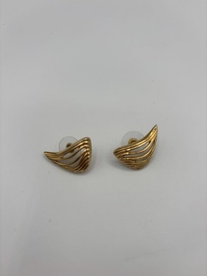 Givenchy Paris New York Angel Wing Pierced Earrings Vintage Signed