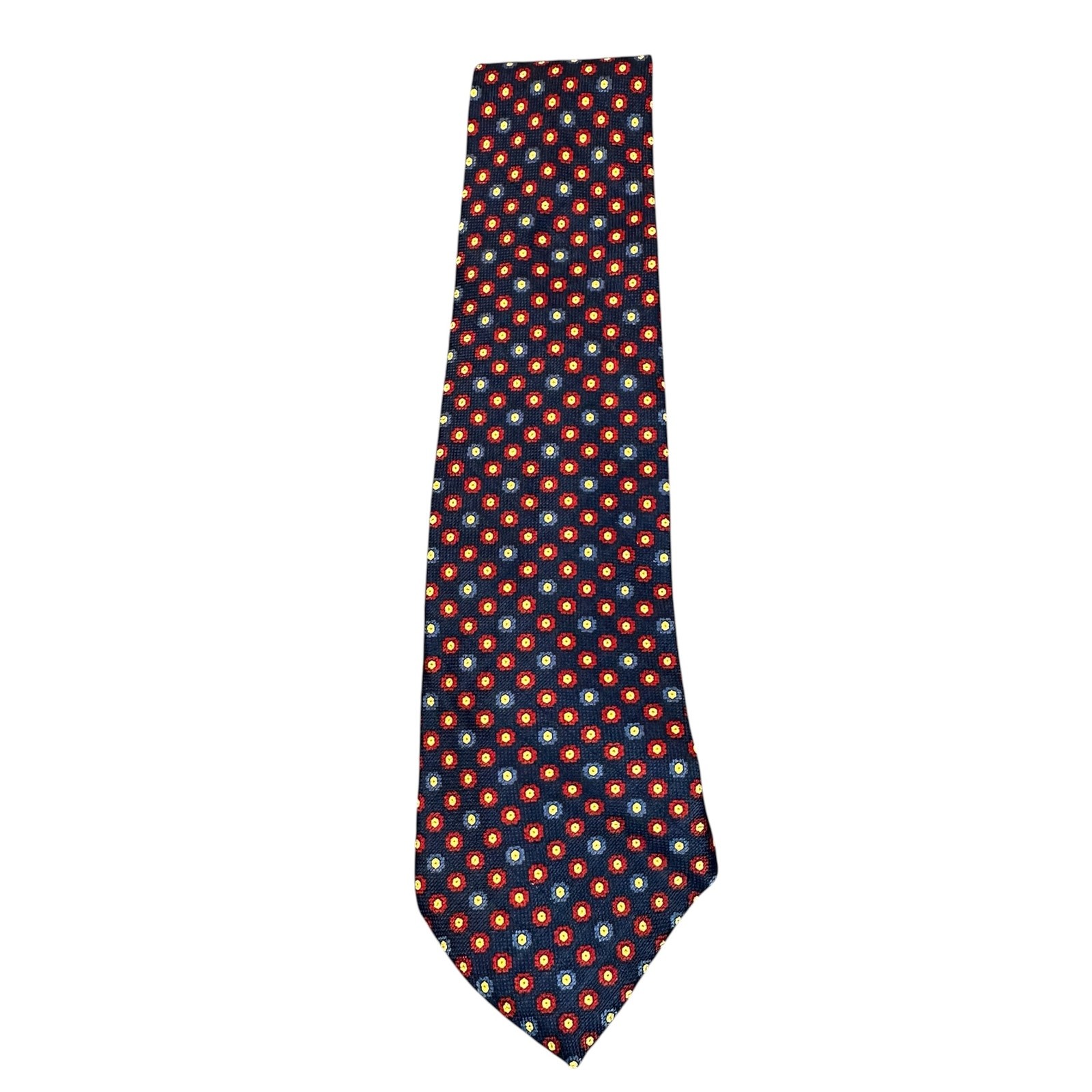 Tommy Hilfiger Vintage Mens Silk Tie Blue Red Geometric Circles USA Neckwear