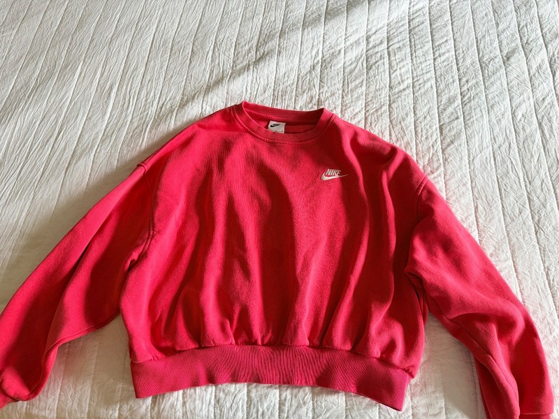 Nike Sportswear Club Fleece Girls Boxy Crew-Neck Sweatshirt  Pink Size XL