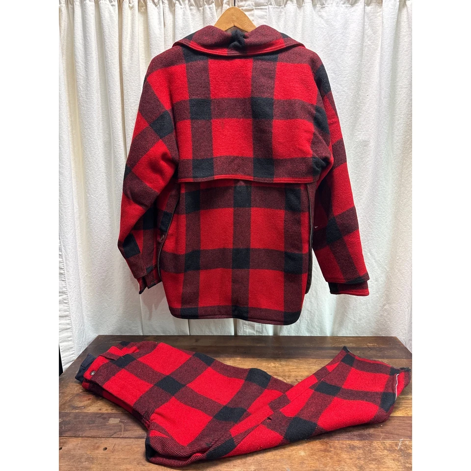 White Stag Westwools 100% Wool Hunting Jacket & Pants 32 x 29 Red & Black Plaid - Image 2 of 4