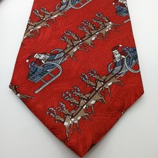 Cape Cod Neckwear 100 Silk Made in USA Santa and Reindeer Tie 3.75 x 56 