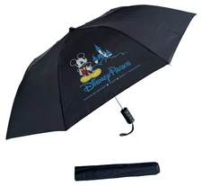 New Disney Parks Mickey Castle Black Compact Umbrella