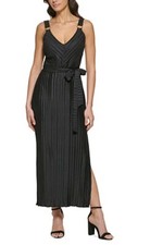 GUESS Women's Pleated Belted Maxi Dress Black SIZE 12.      C5