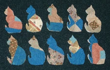 10 PRIMITIVE ANTIQUE CUTTER QUILT CATS! Kitties Scrapbooking! Applique! NICE!