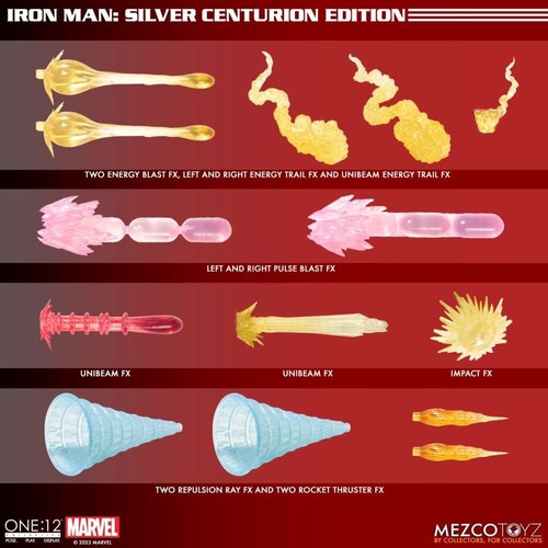 ONE:12 Collective Marvel IRON MAN SILVER CENTURION action figure Deluxe Mezco - Foto 5 di 9