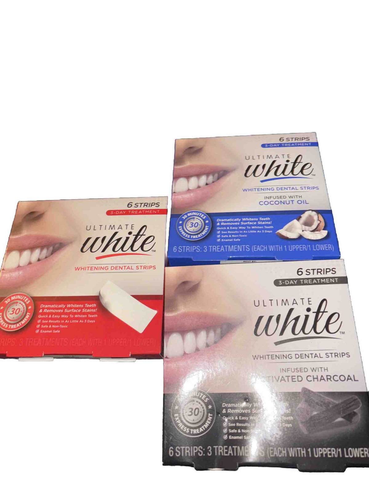 3 Boxes Of Ultimate White Whitening Dental Strips (3 Different