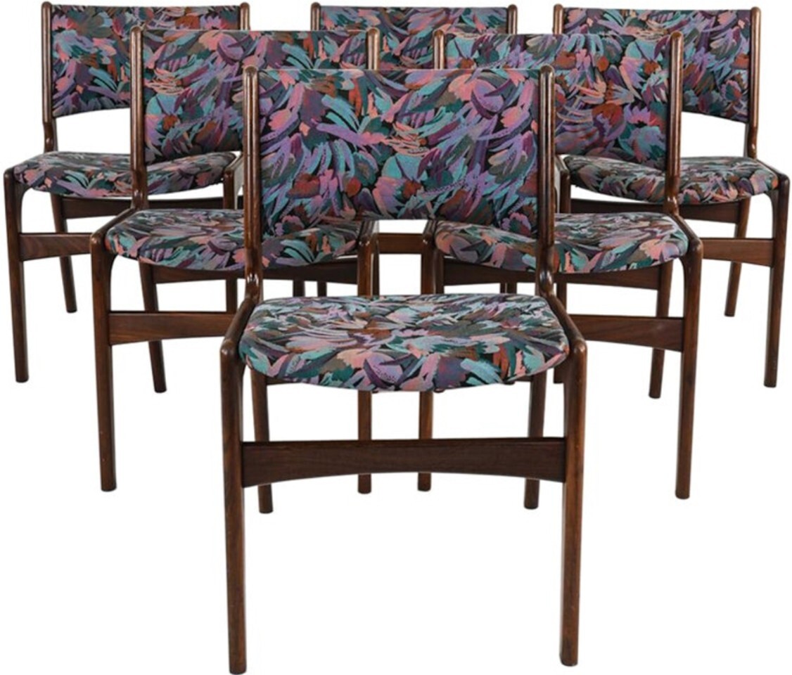 60s ERIK BUCH model 89 dining chairs SET/6 Scandinavian midcentury