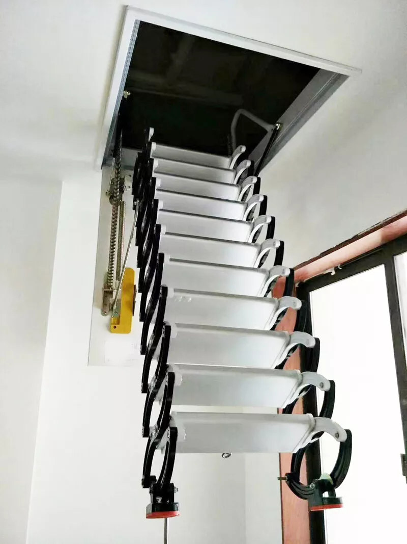 Attic Steps Pull Down 12 Steps Attic Stairs Alloy Attic Access Ladder, 9.8  feet