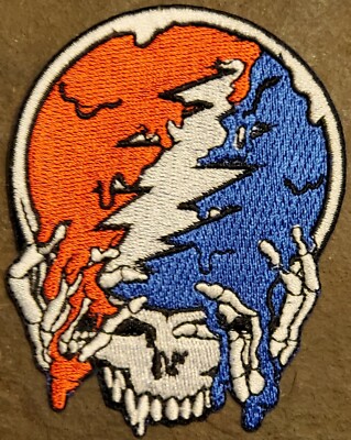 GRATEFUL DEAD iron-on Patch ORG CHD 'MELT YOUR FACE' red white blue Stealie 3.5''