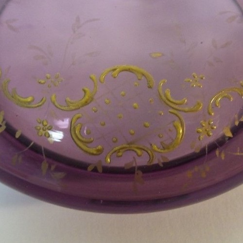 MOSER Art Glass Amethyst Box, Gilt Enamel Decoration, c. 1890 - Picture 6 of 11