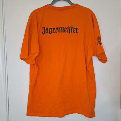 Vintage Jagermeister Promotional Tee T Shirt Orange XL Achtung