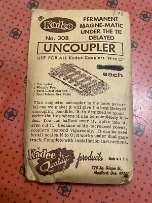 Kadee Permanent Magne-Matic Under The Tie Delayed Uncoupler No 308 N To O Gauge