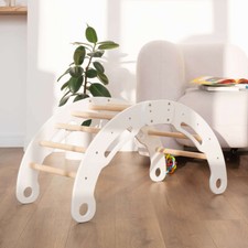 Kletterbogen aus Holz Bogenwippe Holzwippe Klettergerüst Wippe mit Kissen