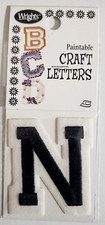 WRIGHTS 2-inch BLACK Iron-On Paintable Embroidered CRAFT LETTERS - N