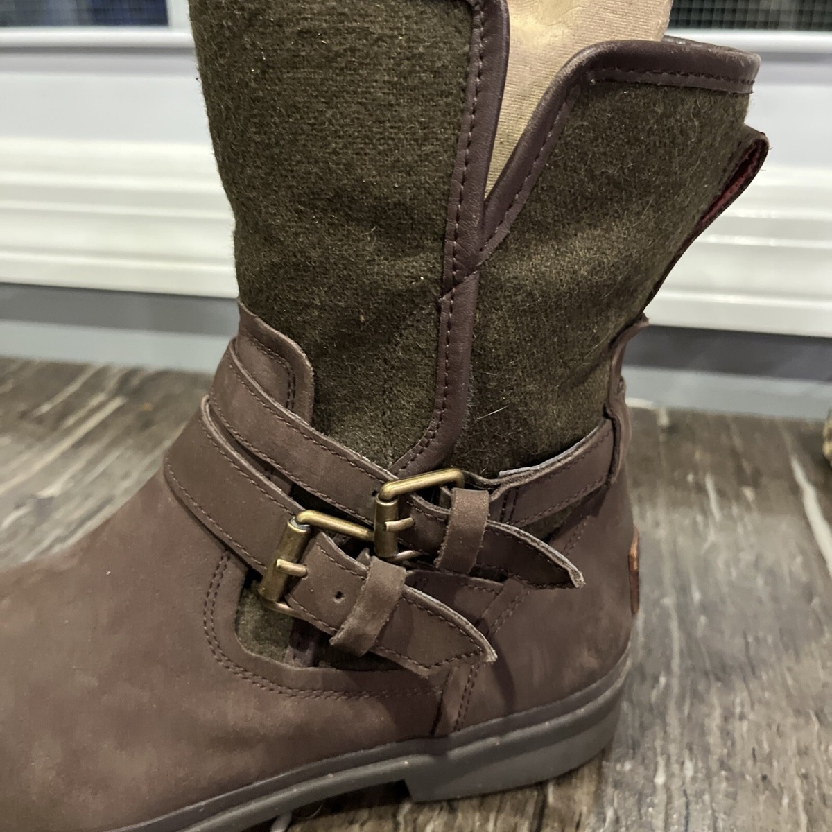 New UGG Simmens Women\'s Size 6 Forest Green Tall Waterproof Leather Wool Boots Ugg Womens Simmens Wool Lined Waterproof Ankle Moto Boots  main image 2