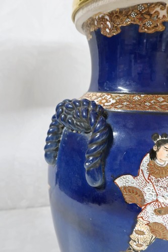 Antique Table Lamps Pair of Japanese Satsuma Porcelain Meiji Period Rewired - Picture 14 of 18