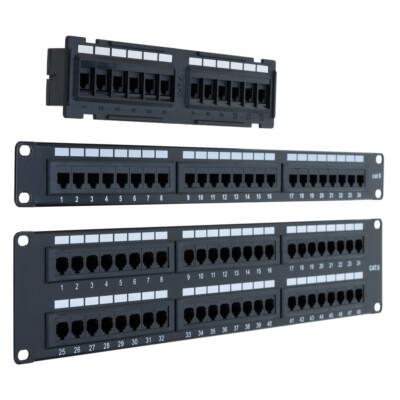 CAT5E/CAT6 UTP Patch Panel 110-Type RJ45 Ethernet Rack Mount 12/24/48 Ports Lot