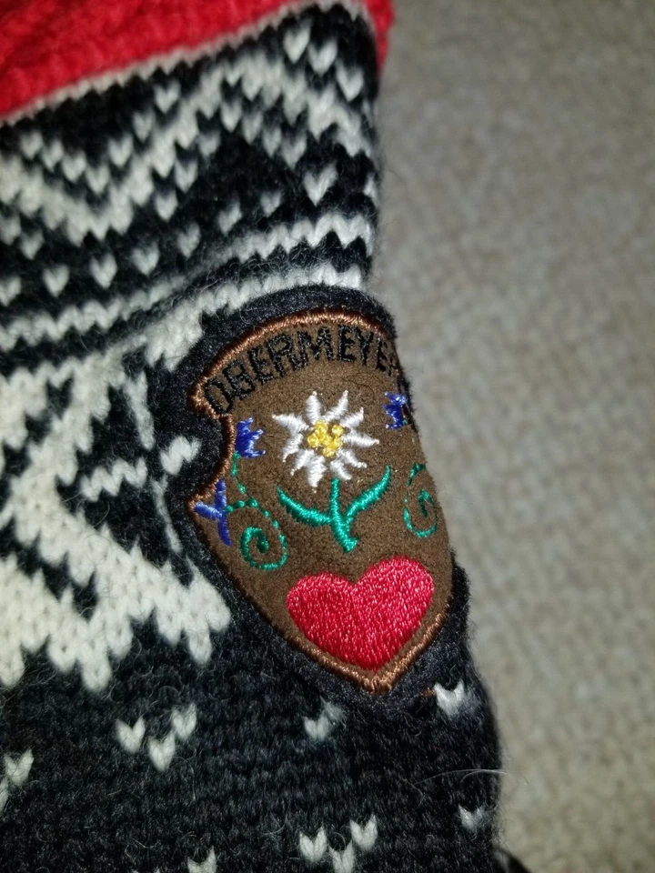 Suéter VINTAGE Mujer-OBERMEYER-negro/rojo Lana Nórdica "Ingrid" Cárdigan-S/M Foto 4 de 4