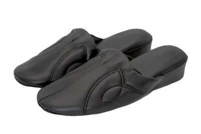 Womens Close Toe Soft Vinyl House Slippers Black Brown Navy Red 6 -11