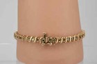 Womens 18K Yellow Gold Over 7.5" 6.1Ctw Champagne Diamond Tennis S-Link Bracelet
