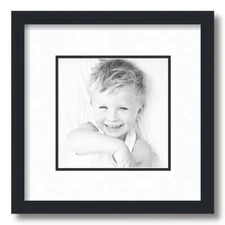 ArtToFrames Matted 12x12 Black Picture Frame with 2" Double Mat, 8x8 Opening