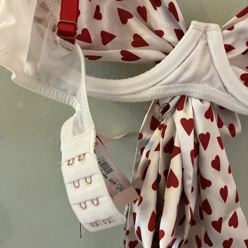 Victorias Secret Bra Satin Cream/red Hearts Med Dream Angels NWT Unlined U/wired - Picture 9 of 10