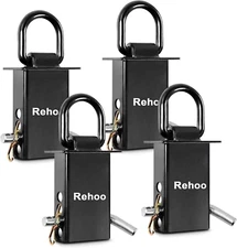 Stake Pocket D Ring Heavy Duty Adjustable Trailer Stake Pocket,Black, 4 Pack